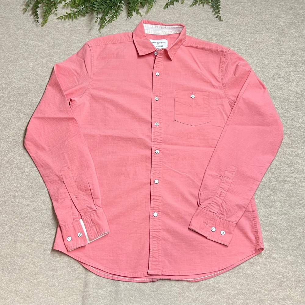 Paper Denim Cloth Nautical Spring Summer Slim Button Down Sz M Stretch B3